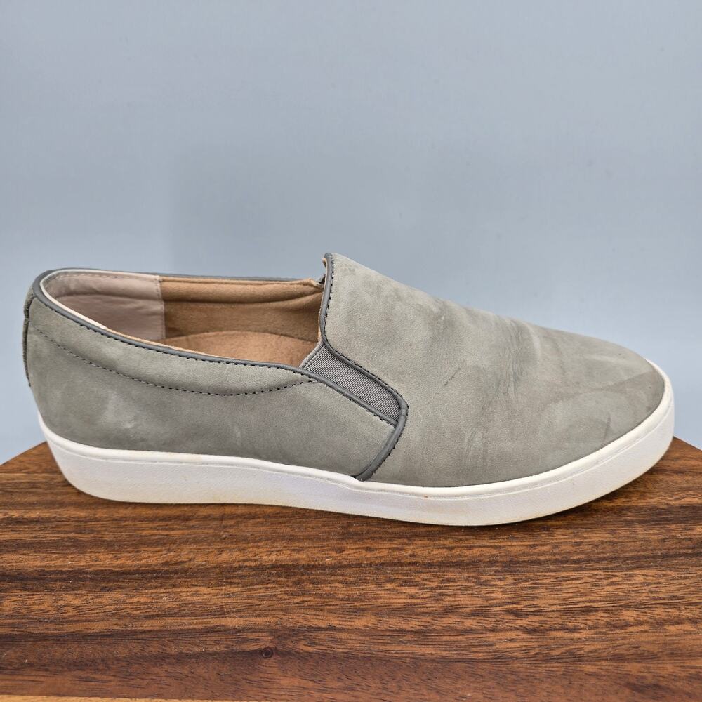 Vionic Shoes Womens 8 Muted Gray Nubuck Leather Slip On Midi Comfort Sneakers